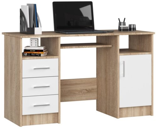 Volně stojící psací stůl Ana 124 cm dub sonoma/bílý Volně stojící psací stůl Ana 124 cm dub sonoma/bílý