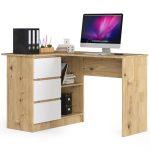 Rohový písací stôl B16 124 cm dub artisan/bílý levý