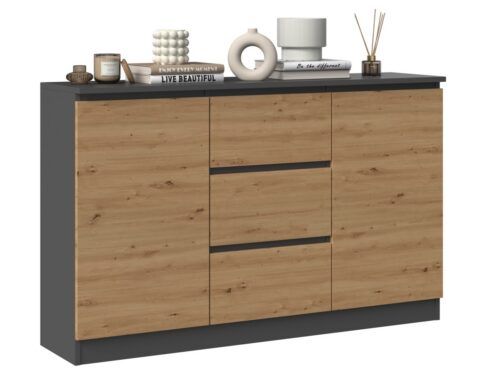 Komoda Saloe 2D3S 120 cm antracit/dub artisan Komoda Saloe 2D3S 120 cm antracit/dub artisan