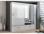 MARSEILLE 203 šatníková skriňa biely lesk 208cm