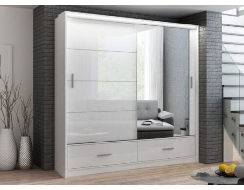 MARSEILLE 203 šatníková skriňa biely lesk 208cm