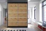 Šatníková skriňa KAMEL 4 čierna/ dub artisan