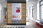 Šatníková skriňa KAMEL 5 čierna/ dub artisan – Obrázok 2