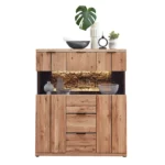 Komoda Napoli 22 s LED osvětlením 121 cm z masivu dub Bianco