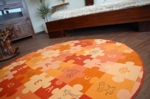 Detský guľatý koberec PUZZLE oranžový Detský guľatý koberec PUZZLE oranžový