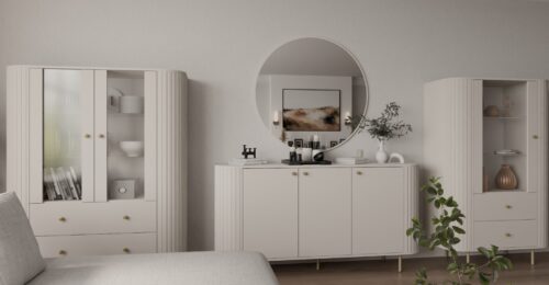ArtLemp Vitrína VAOLIA 1F2S | pieskovo béžová ArtLemp Vitrína VAOLIA 1F2S | pieskovo béžová