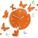 Nástěnné hodiny Motyle 28 cm oranžové