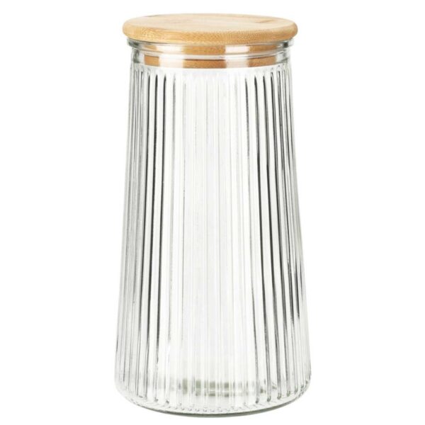 Skleněná dóza na potraviny Elegancia 1400 ml bambus/čirá
