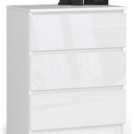 Komoda Kuba 60 cm - 3 zásuvky biela lesklá