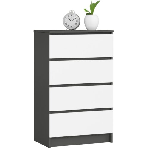 Komoda Kuba 60 cm - 4 šuplíky grafit/biela Komoda Kuba 60 cm - 4 šuplíky grafit/biela