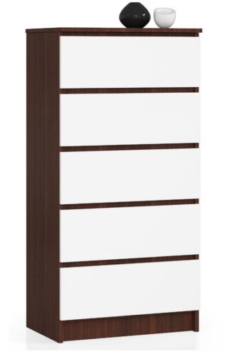 Komoda Kuba 60 cm - 5 zásuviek wenge/biela Komoda Kuba 60 cm - 5 zásuviek wenge/biela
