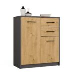 Komoda SIMPLO 2D2S 74 cm antracitová/dub artisan