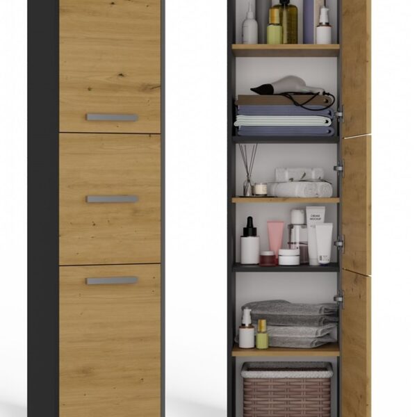 Kúpeľňová skrinka S43 170 cm antracit/dub artisan