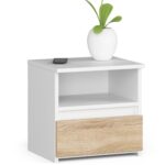 Noční stolek CL1 40 cm bílý/dub sonoma