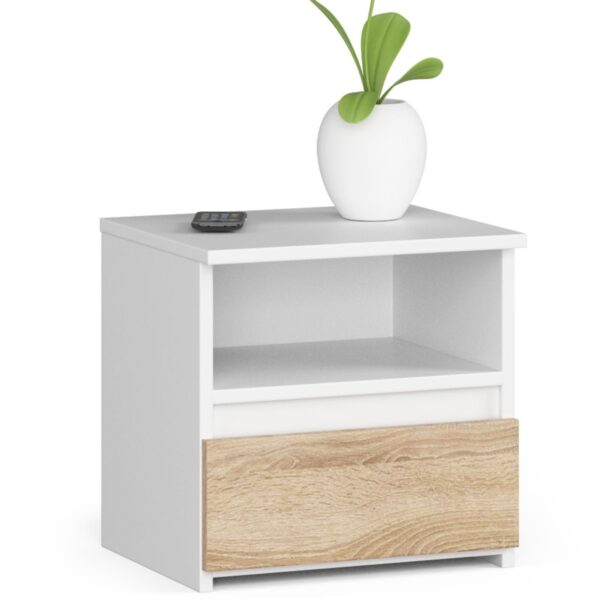 Noční stolek CL1 40 cm bílý/dub sonoma