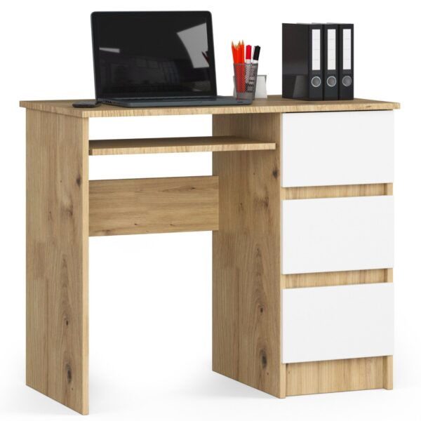 Psací stůl A-6 90 cm dub artisan/bílý pravý
