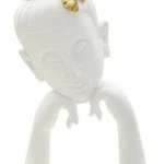 Buddha dekorácia na stôl B 21 cm biela/zlatá
