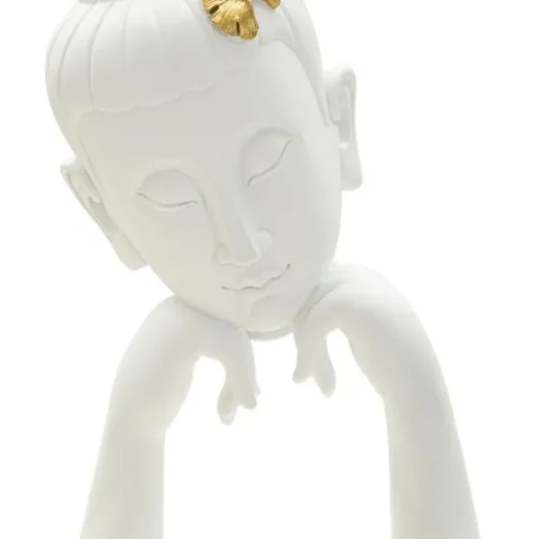 Buddha dekorácia na stôl B 21 cm biela/zlatá
