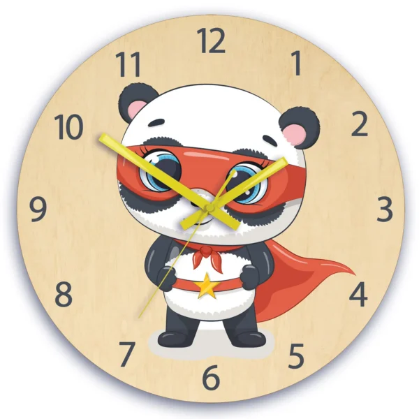 Detské nástenné hodiny Ami Panda hrdina 30 cm viacfarebné