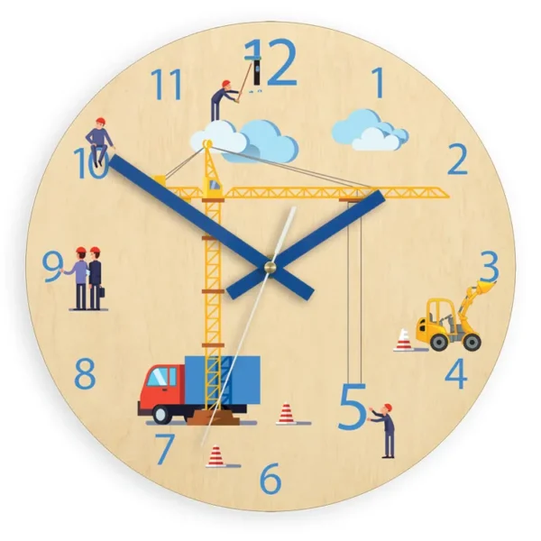 Detské nástenné hodiny Ami Stavenisko 30 cm viacfarebné
