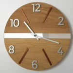 Drevené nástenné hodiny Aksel 33 cm dub prírodná/medená/strieborná
