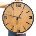 Drevené nástenné hodiny Arabik 50 cm dub prírodný/čierny