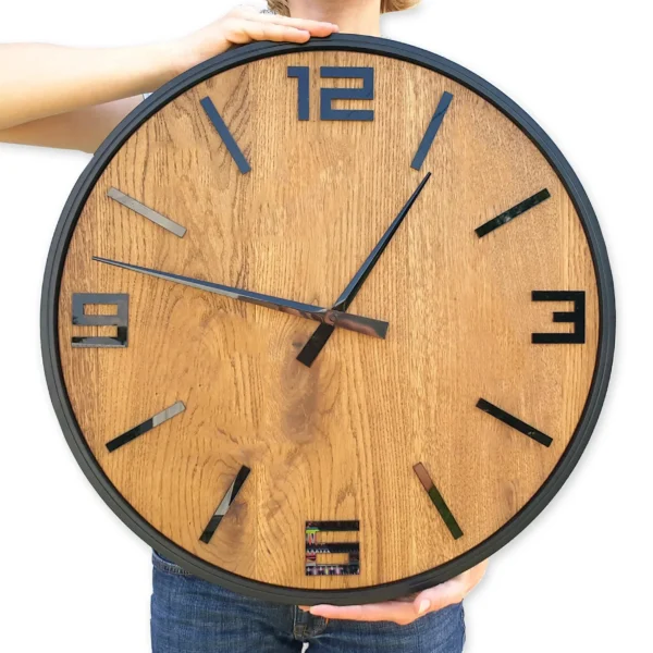 Drevené nástenné hodiny Arabik 50 cm dub prírodný/čierny