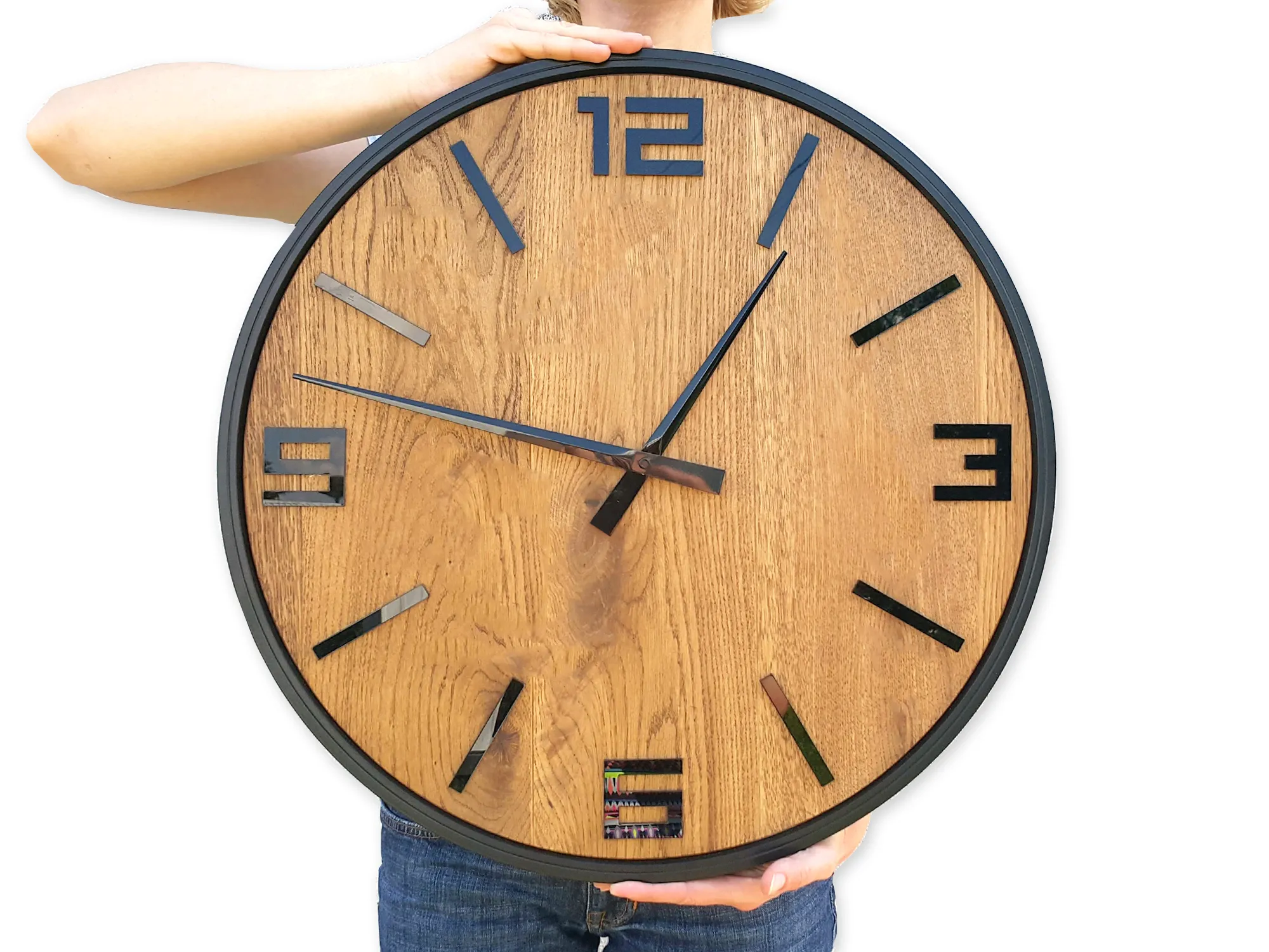 Drevené nástenné hodiny Arabik 50 cm dub prírodný/čierny Drevené nástenné hodiny Arabik 50 cm dub prírodný/čierny