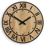 Drevené nástenné hodiny Artur 33 cm dub prírodný/čierny