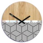 Drevené nástenné hodiny Echo 33 cm dub prírodný/čierny