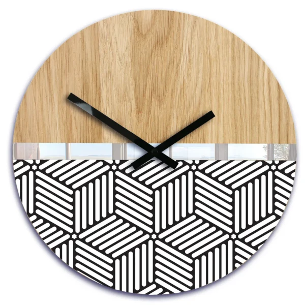 Drevené nástenné hodiny Echo 33 cm dub prírodný/čierny