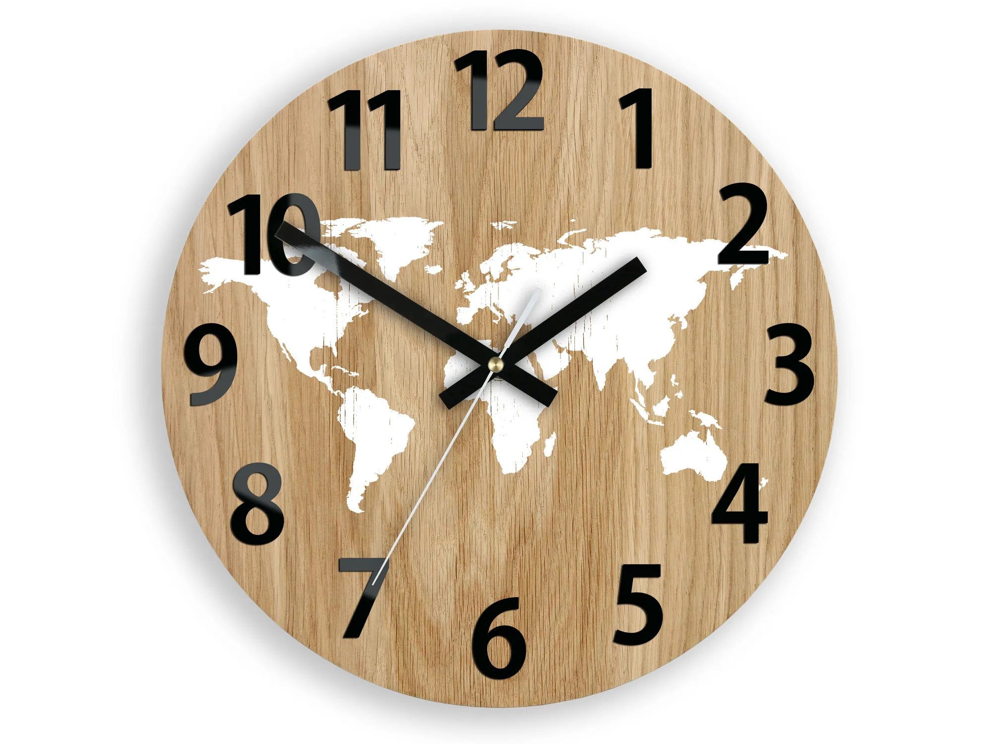Drevené nástenné hodiny Mapa Wood 33 cm hnedé/biele Drevené nástenné hodiny Mapa Wood 33 cm hnedé/biele