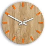 Drevené nástenné hodiny Simple 33 cm dub prírodný/oranžový