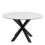 Jedálenský okrúhly stôl Heaven 120 cm biely mramor/čierny