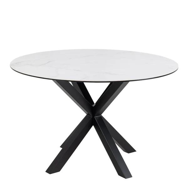 Jedálenský okrúhly stôl Heaven 120 cm biely mramor/čierny