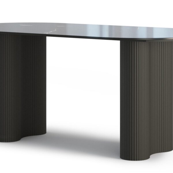 Jedálenský oválny stôl Ribeira 180 cm čierny/mramor