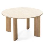 Jedálenský stôl Rimley 130 cm z masívu jaseň/travertín