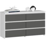 Komoda CL6 100 cm biela/grafitovo sivá