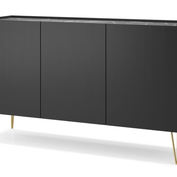 Komoda Harmony Va 144 cm čierna/čierny mramor