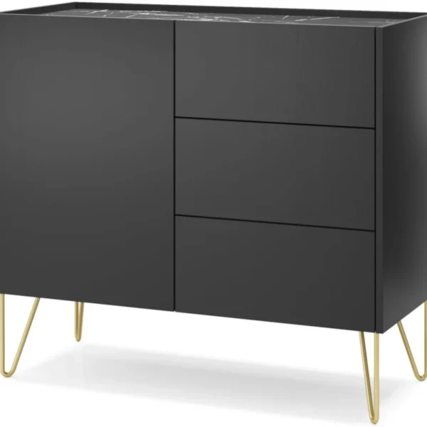 Komoda Harmony Va KSZ 97 cm čierna/čierny mramor