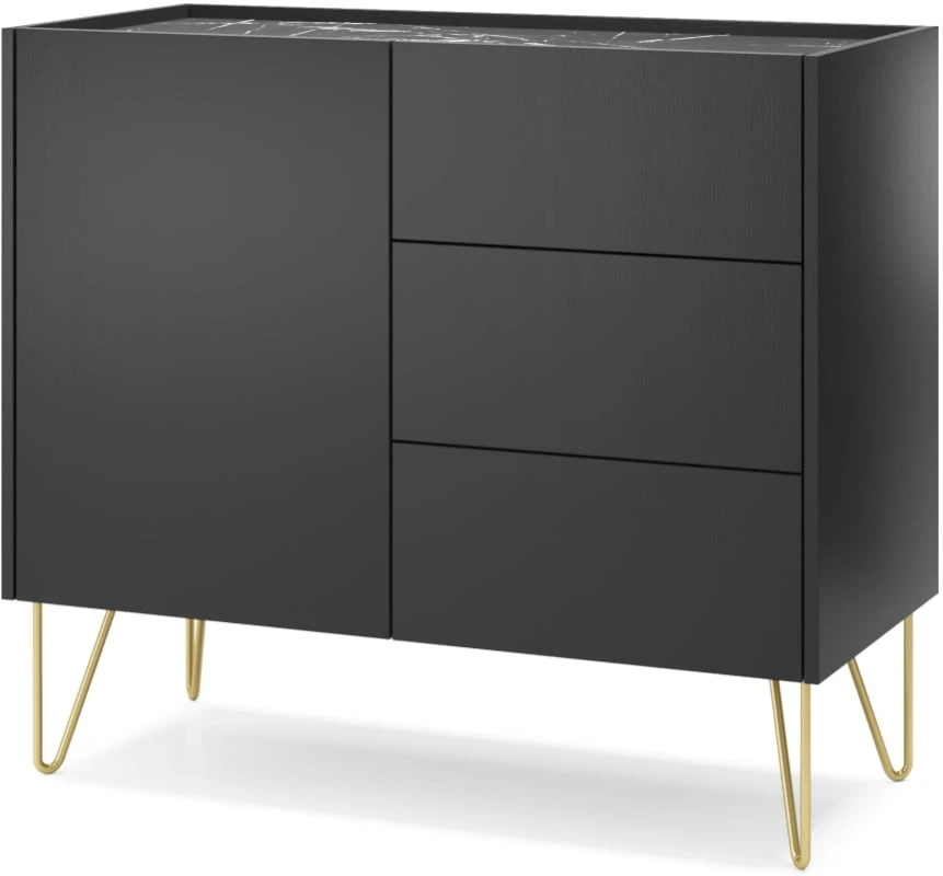 Komoda Harmony Va KSZ 97 cm čierna/čierny mramor Komoda Harmony Va KSZ 97 cm čierna/čierny mramor
