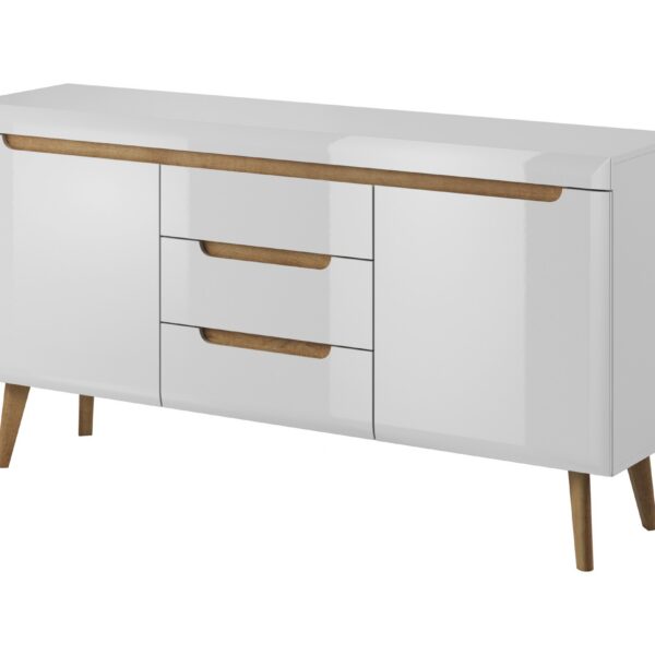 Komoda Nordi 160 cm so zásuvkami biela/dub Riviéra