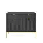 Komoda Nova 104 cm so zásuvkami čierna/zlatá