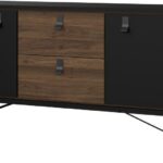 Komoda Rainy 150 cm čierna/orech tmavý