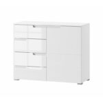 Komoda Selene 5 100 cm biela lesklá/matná