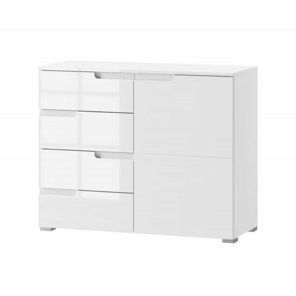Komoda Selene 5 100 cm biela lesklá/matná