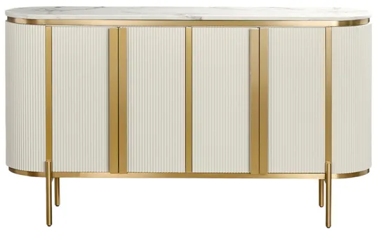 Komoda Stilig ST384 160 cm mramor/ecru/zlatá