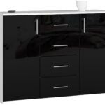 Komoda Torvi K 110 cm biela/čierna lesklá