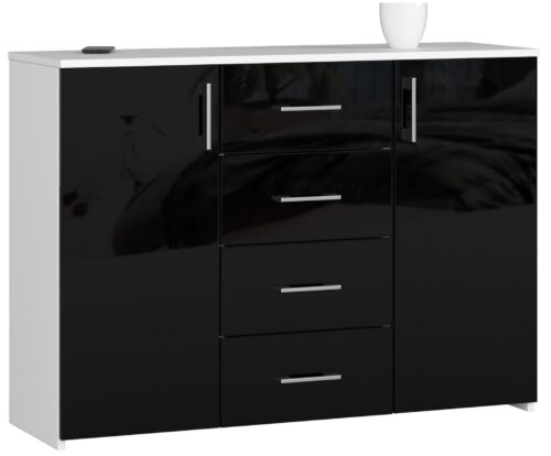 Komoda Torvi K 110 cm biela/čierna lesklá Komoda Torvi K 110 cm biela/čierna lesklá