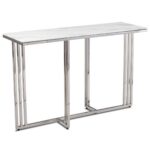Konferenčný stolík AMAGAT 120 cm strieborný/biely mramor